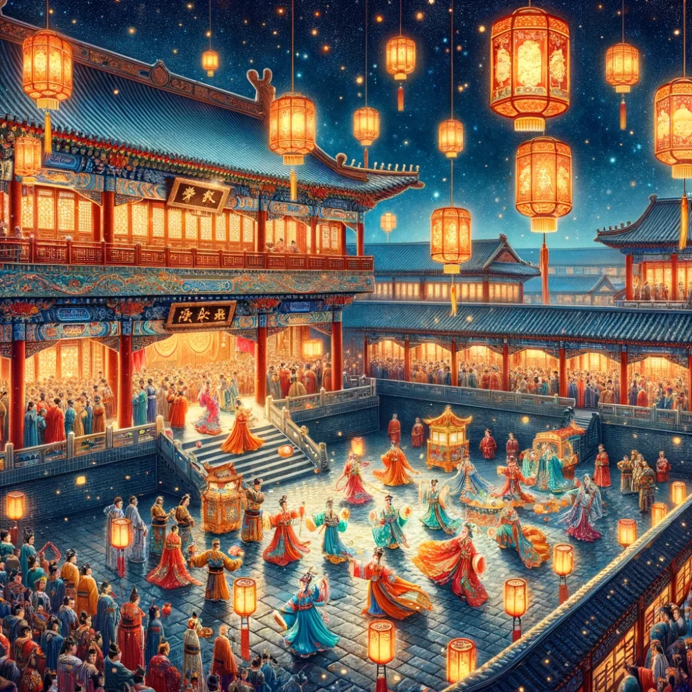 古代中国の街並み
夜のランタン祭り
